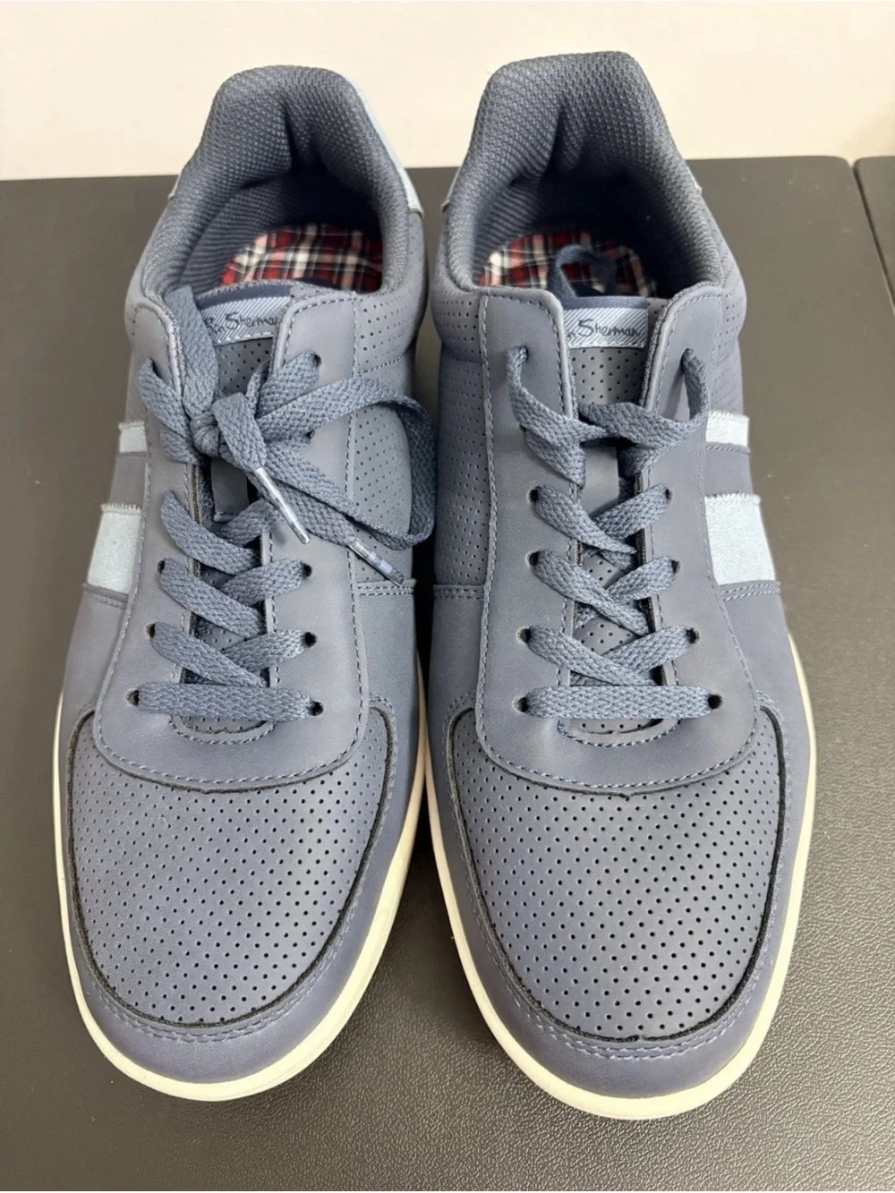 Ben Sherman Slate Blue Perforated Lace-Up Sneakers